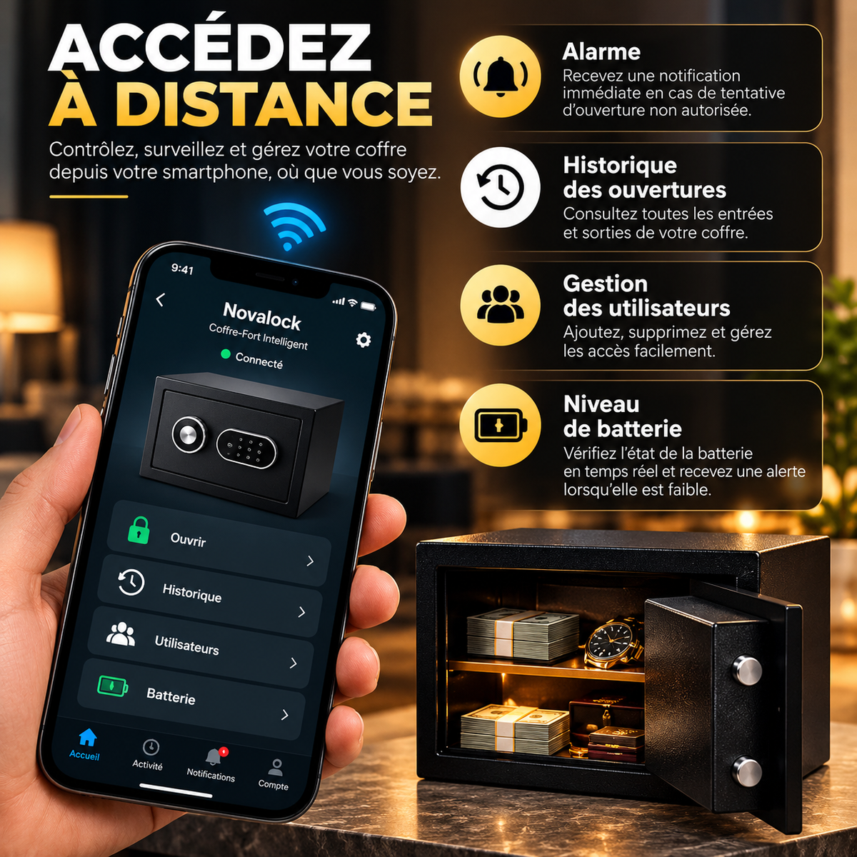 Coffre-Fort Intelligent NOVASAFE 2026 (Wifi)